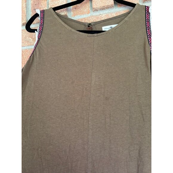 Natural Life Womens Brown Sleeveless Maxi Dress W/ Embroidered Straps - Picture 3 of 6